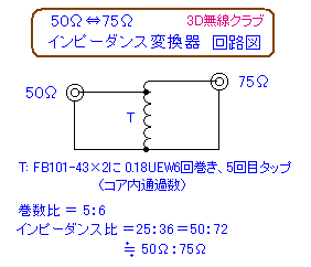 50Ω：75インピーダンス変換器の作り方 3D無線クラブ